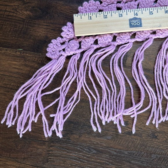 Pink Mauve Crochet Shawl handmade 36” each side 6” fringe - Picture 11 of 14